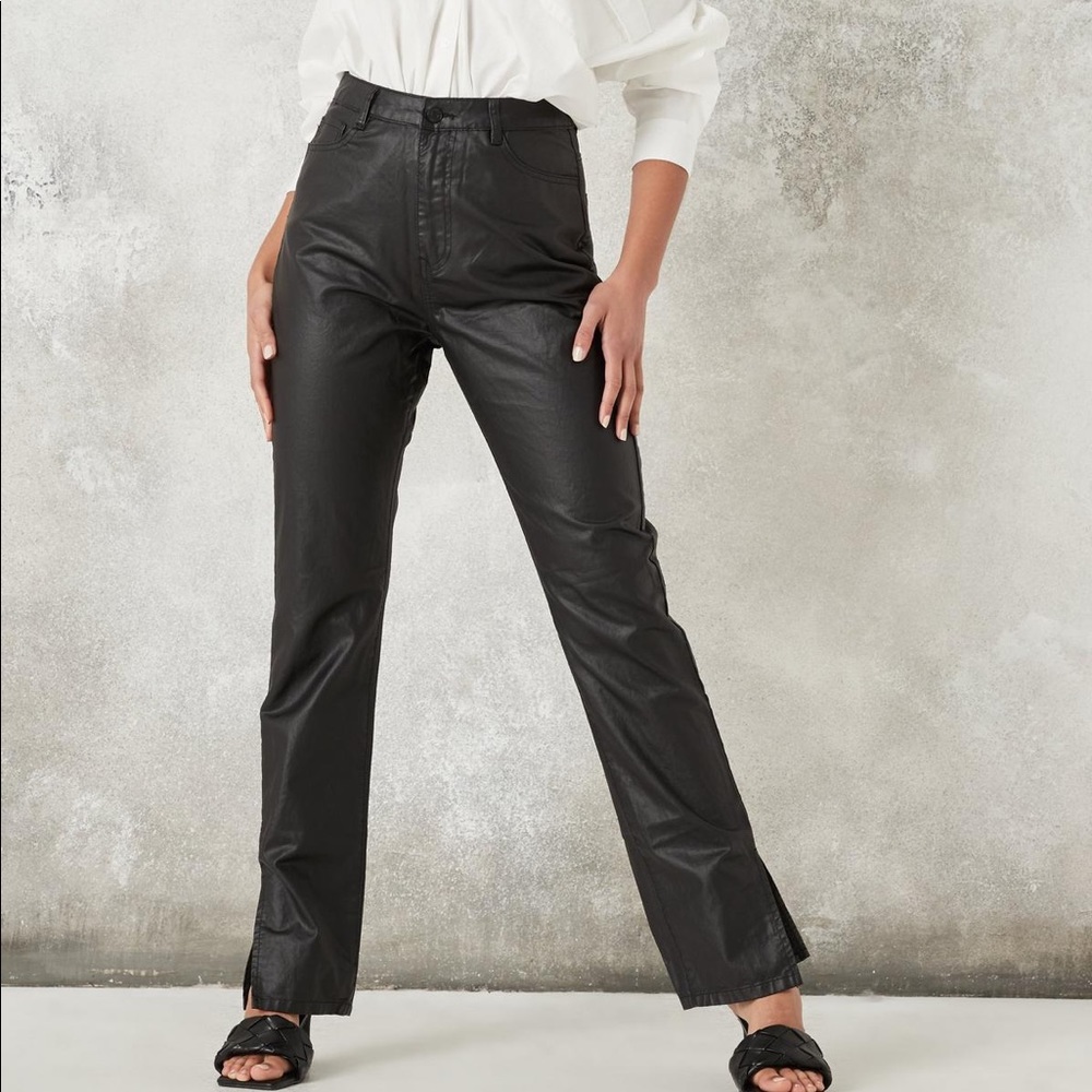 Misguided Coated Side Split Pants - image 1